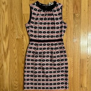 Milly of New York Black and Pink Patterned Mini Dress